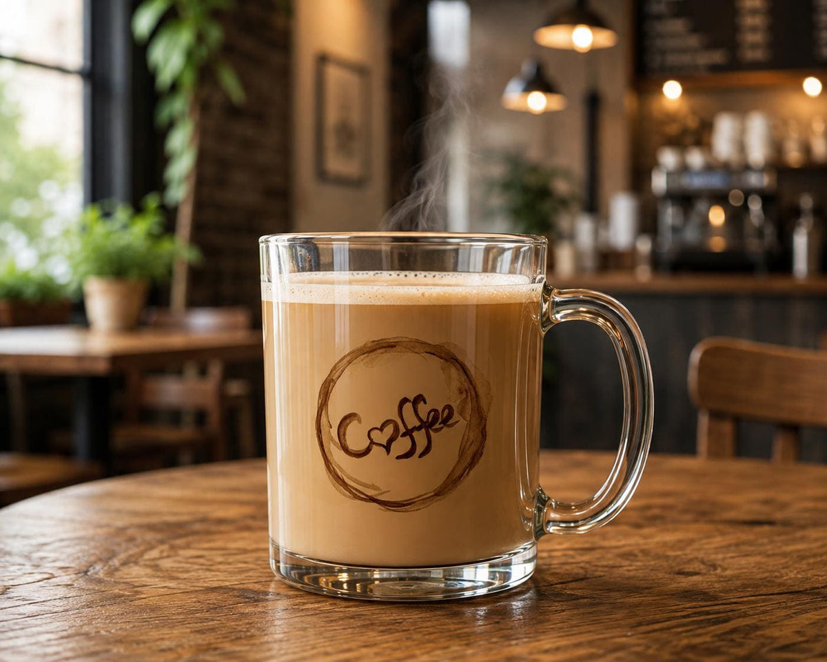 12 oz Clear Glass Mug - Coffee lover gift