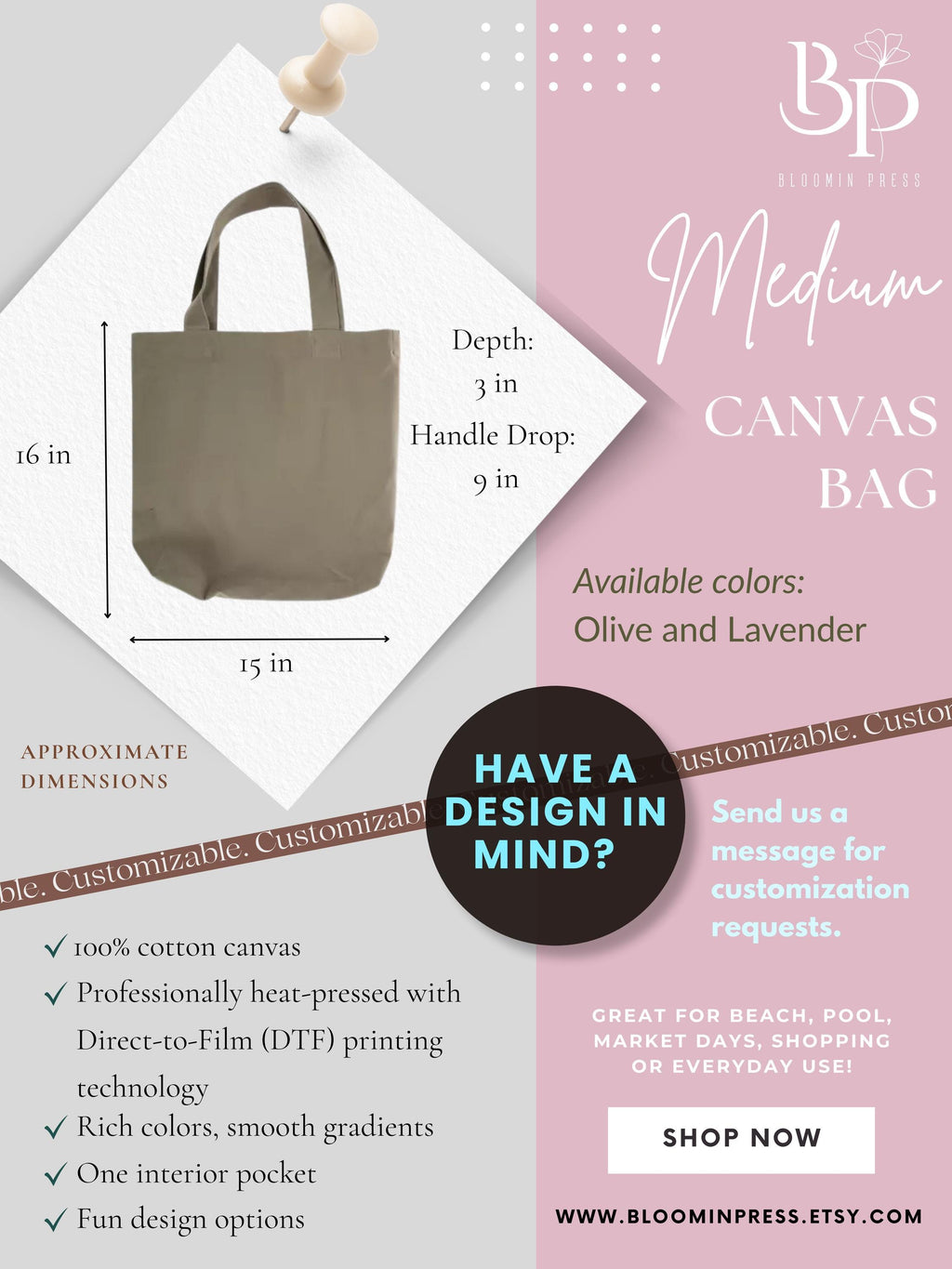Beach Canvas Beach Bag – Sunset Print Summer Tote