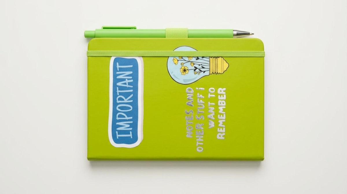 Hardcover Notebook and Pen Set – Green Vegan Leather, Pocket Notepad for School