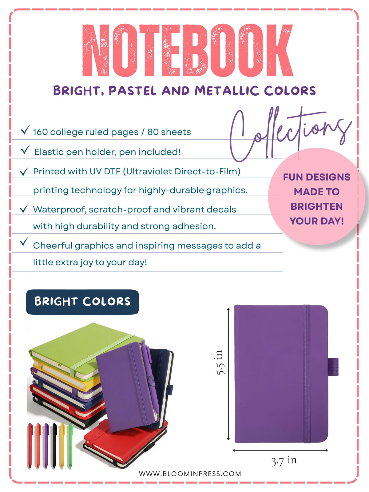 Affirmation hardcover notebook and pen - Metallic Stationery - Teacher Gifts