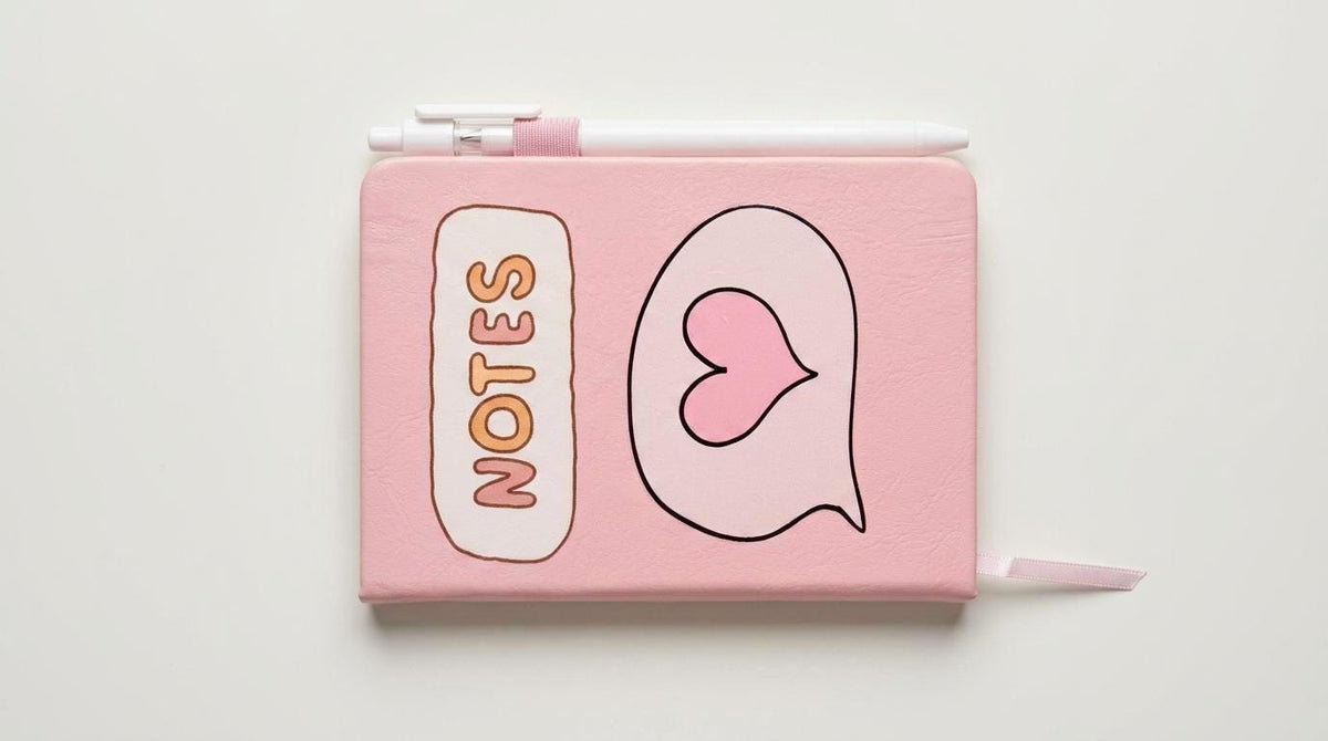 Pink hardcover notebook and pen set - Stationery - Girly gifts - School and Office