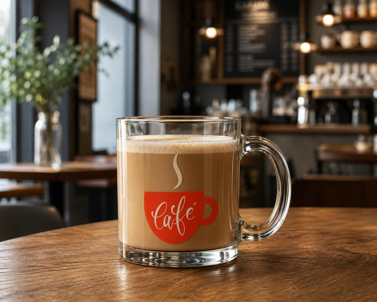 Coffee Shop Vibes ! 12 oz Glass Mug for Coffee Lovers