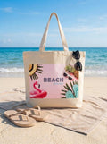 Large Canvas Beach Tote Bag – Summer Getaway Beach and Poolside