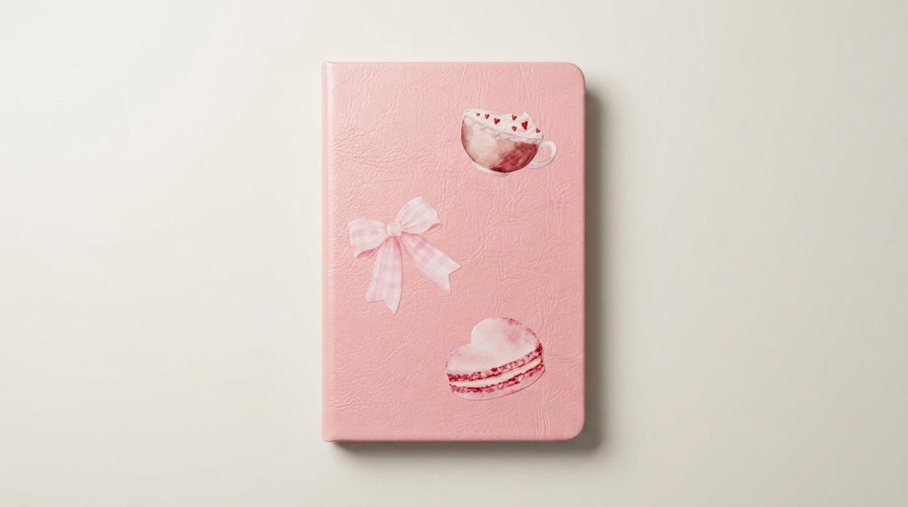 Girly hardcover notebook and pen - Stationery - Macaroon - School and Office