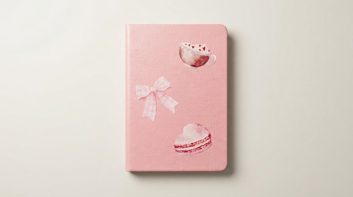 Girly hardcover notebook and pen - Stationery - Macaroon - School and Office