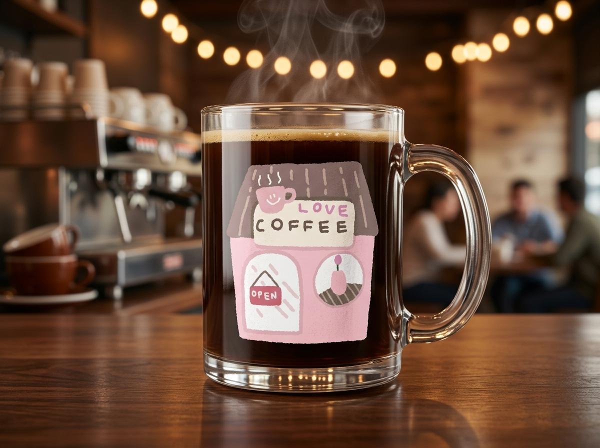 Coffee Lover 12 oz Glass Mug - Coffee and Book Lovers - Gift for Friend
