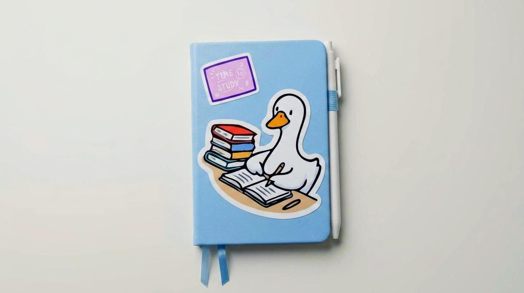 Hardcover Notebook and Pen Set – Pastel Blue Vegan Leather, Study Notes Journal