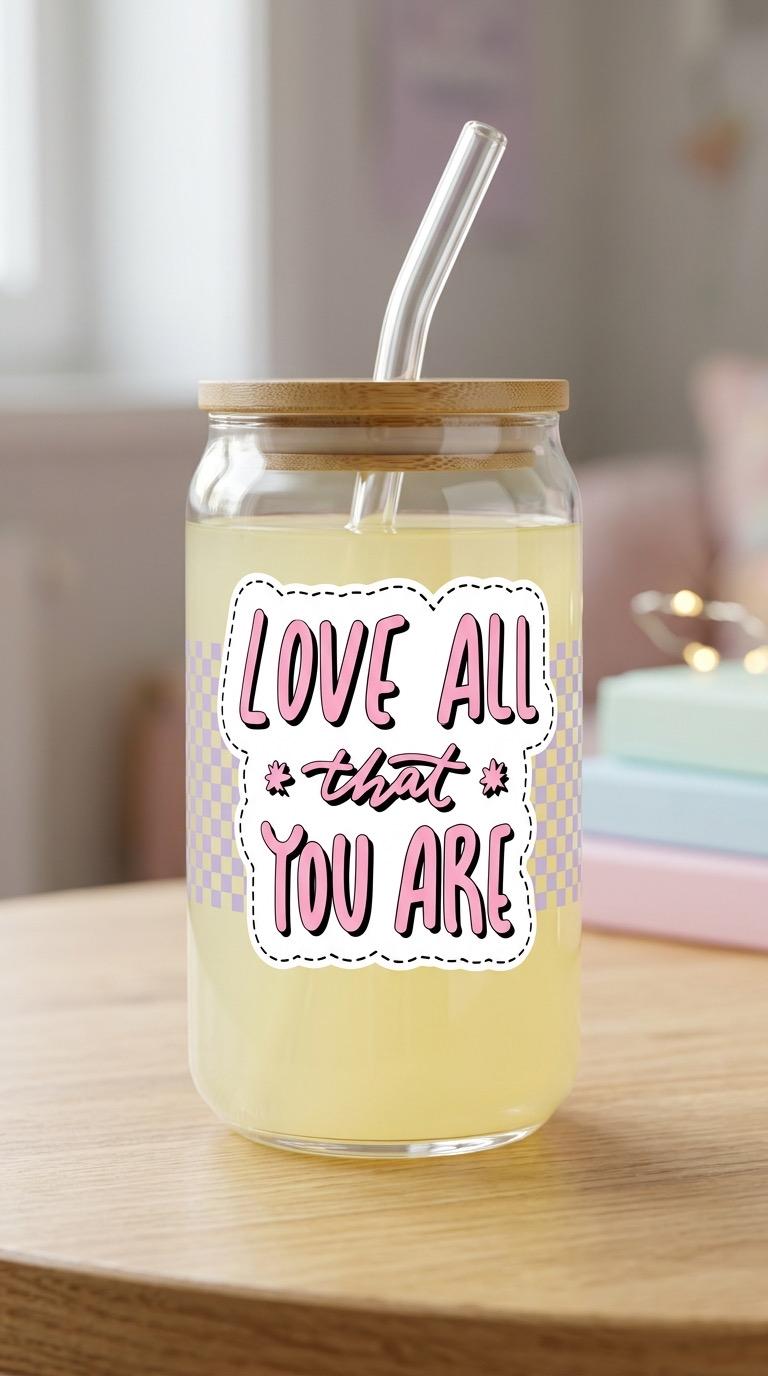 16 oz Glass Tumbler with Bamboo Lid and Straw - Custom cup - Feel good gifts