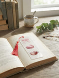 Coquette Acrylic Bookmark with UV DTF Design, Tassel & Beads - French Macaroons Design