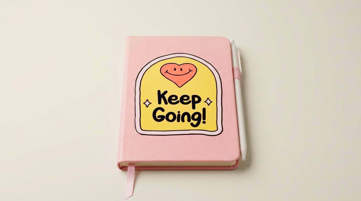 Pink hardcover notebook and pen - Empowering Stationery - Affirmations