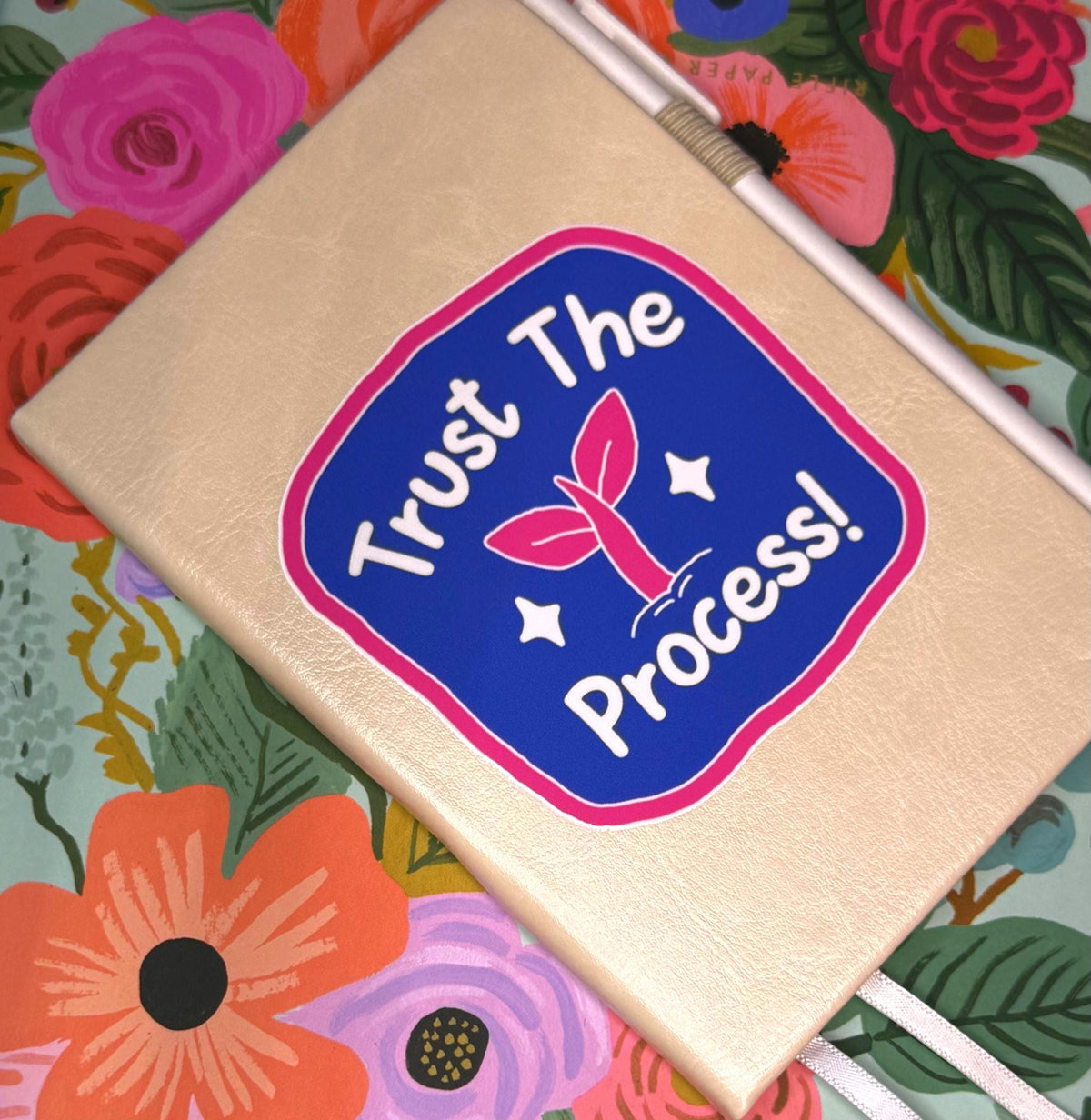 Metallic Gold Hardcover Notebook with Pen – "Trust the Process" Motivational Journal