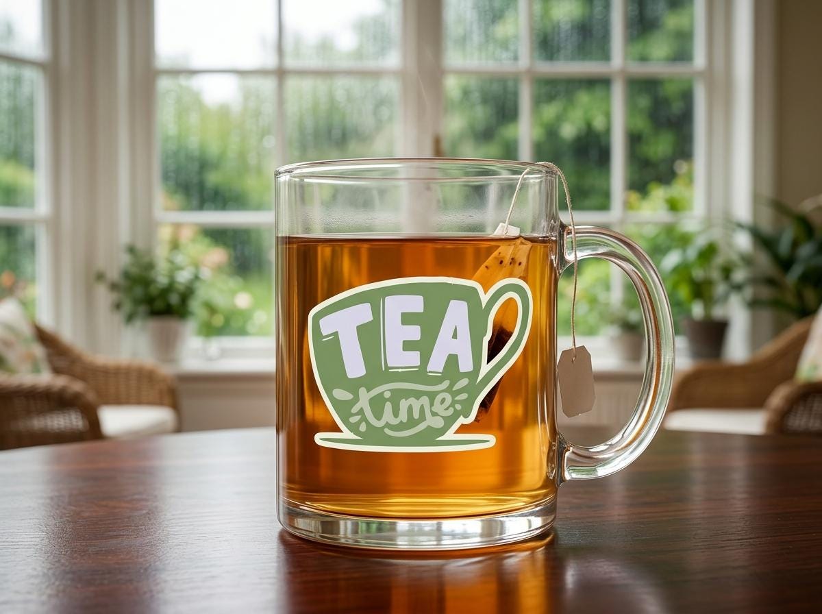 It's tea time! 12 oz Glass Mug for cozy moments