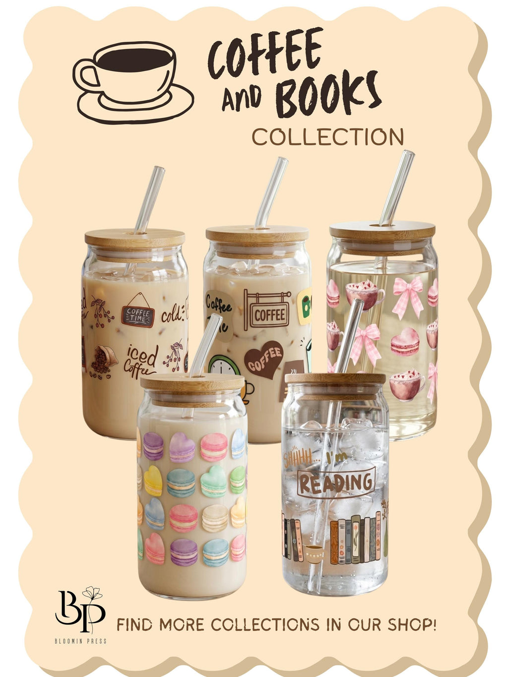 Coffee Lover 16 oz Glass Tumbler with Bamboo Lid and Straw - Barista Gift