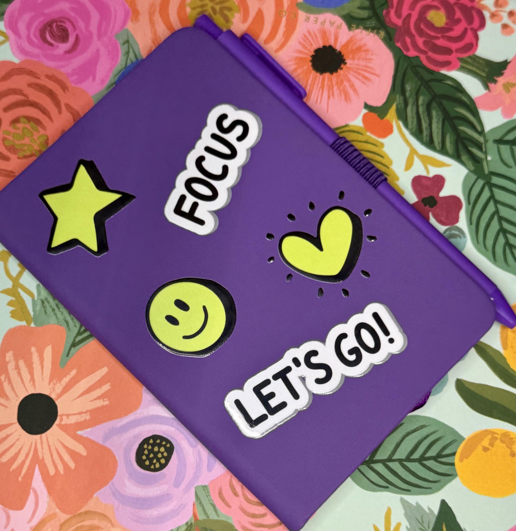 Hardcover purple notebook and pen - Kids gifts - Fun stationery for school