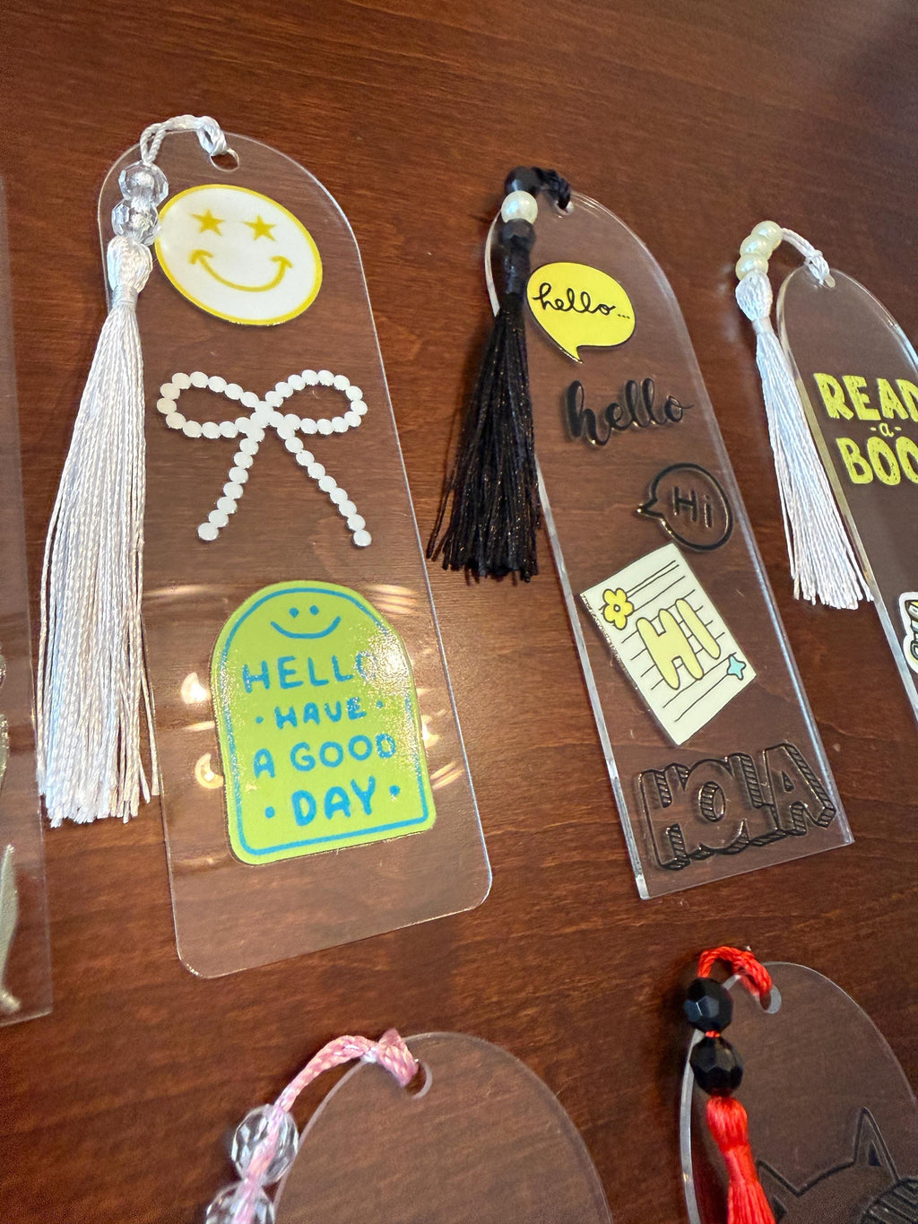 Positivity Acrylic Bookmark with UV DTF Design, Tassel & Beads - Empowering Gift