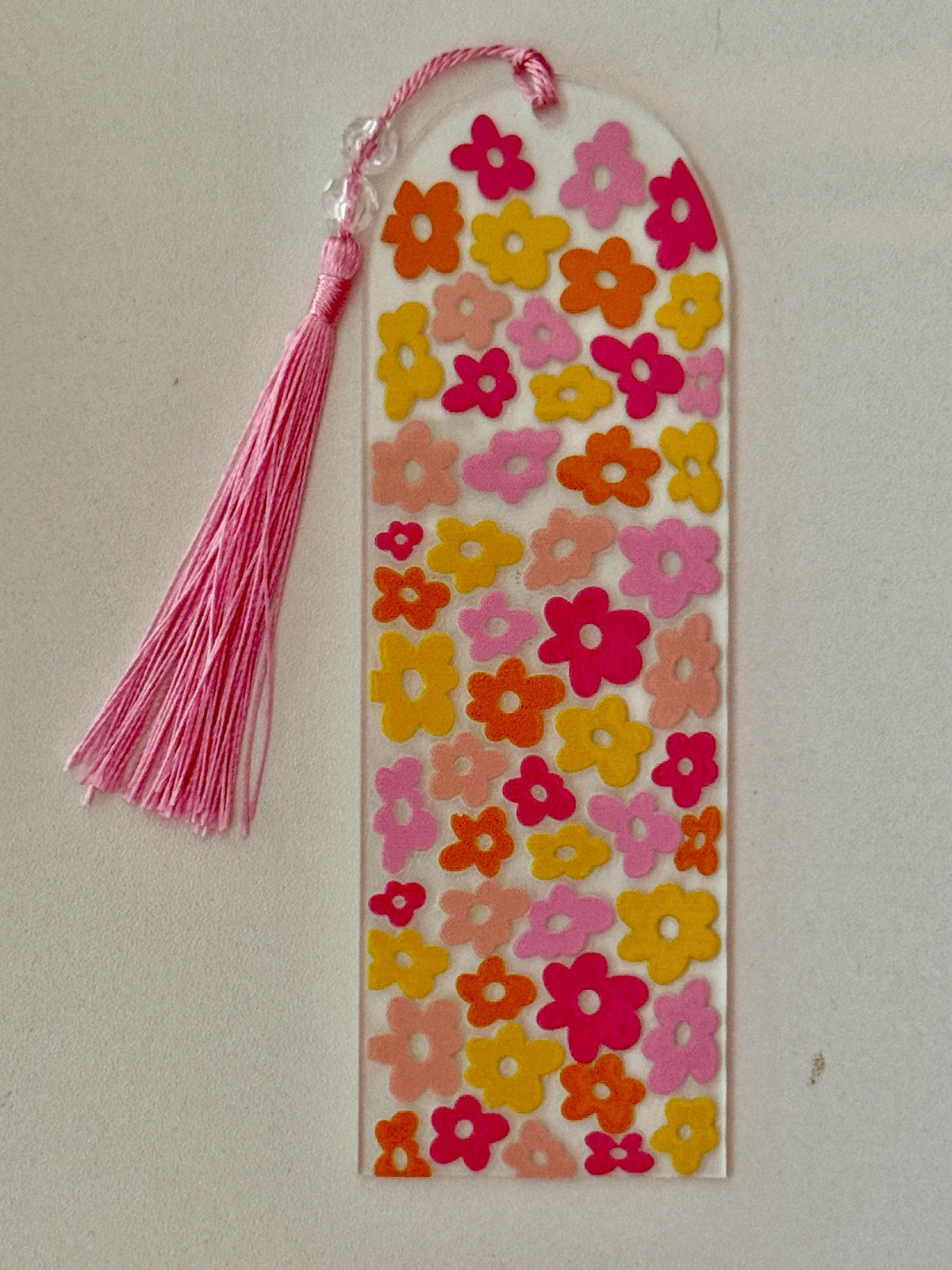 Floral - Acrylic Bookmark with UV DTF Design, Tassel & Beads