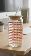 Funny 16 oz Glass Tumbler with Bamboo Lid and Straw - Office - Coworker gift - Sarcasm