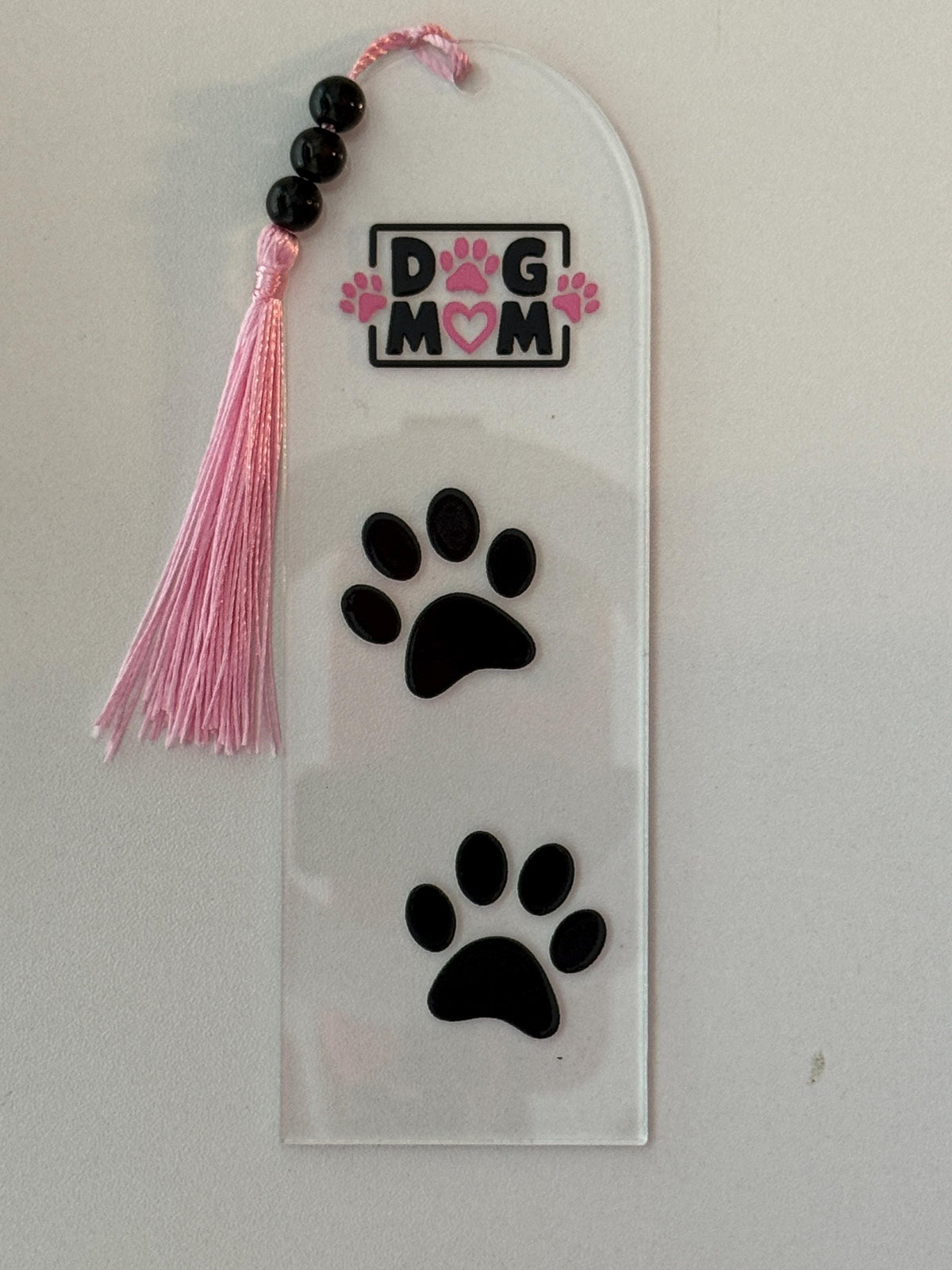Dog Mom - Acrylic Bookmark with UV DTF Design, Tassel & Beads - Gift for dog lovers
