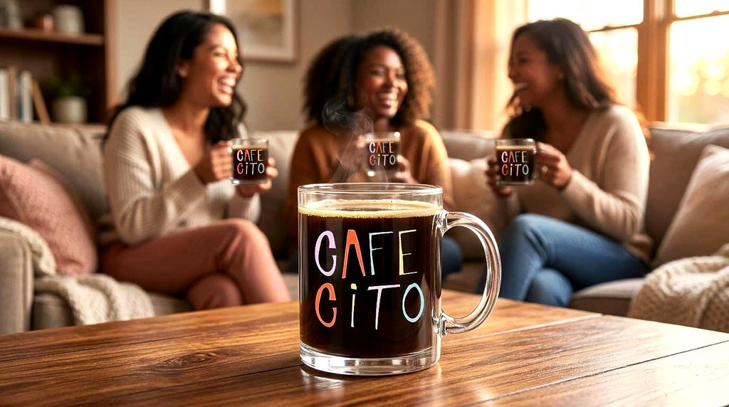 Cafecito 12 oz Clear Glass Mug - Coffee lover gift Spanish