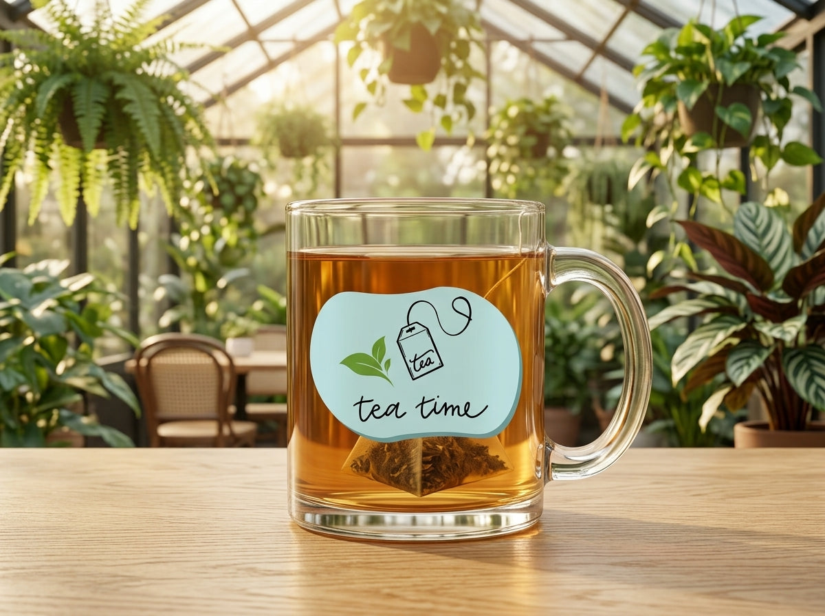 It's tea time! 12 oz Glass Mug for cozy moments