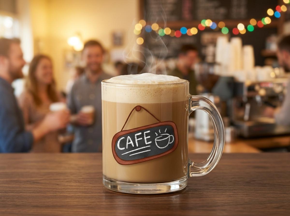 Coffee Shop Vibes ! 12 oz Glass Mug for Coffee Lovers