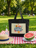 Summer Black Large Canvas Tote Bag - For beach, pool, shopping or everyday use