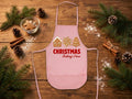 Pink Holiday Apron - Matching Apron Adult and Kid - Christmas Baking Crew