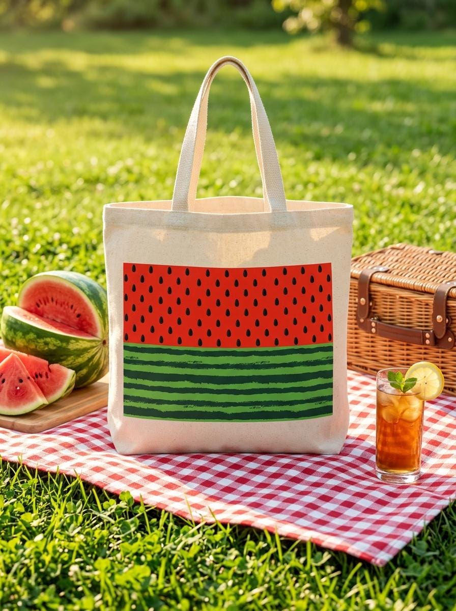 Watermelon Canvas Tote Bag – Summer Shopping Market Bag