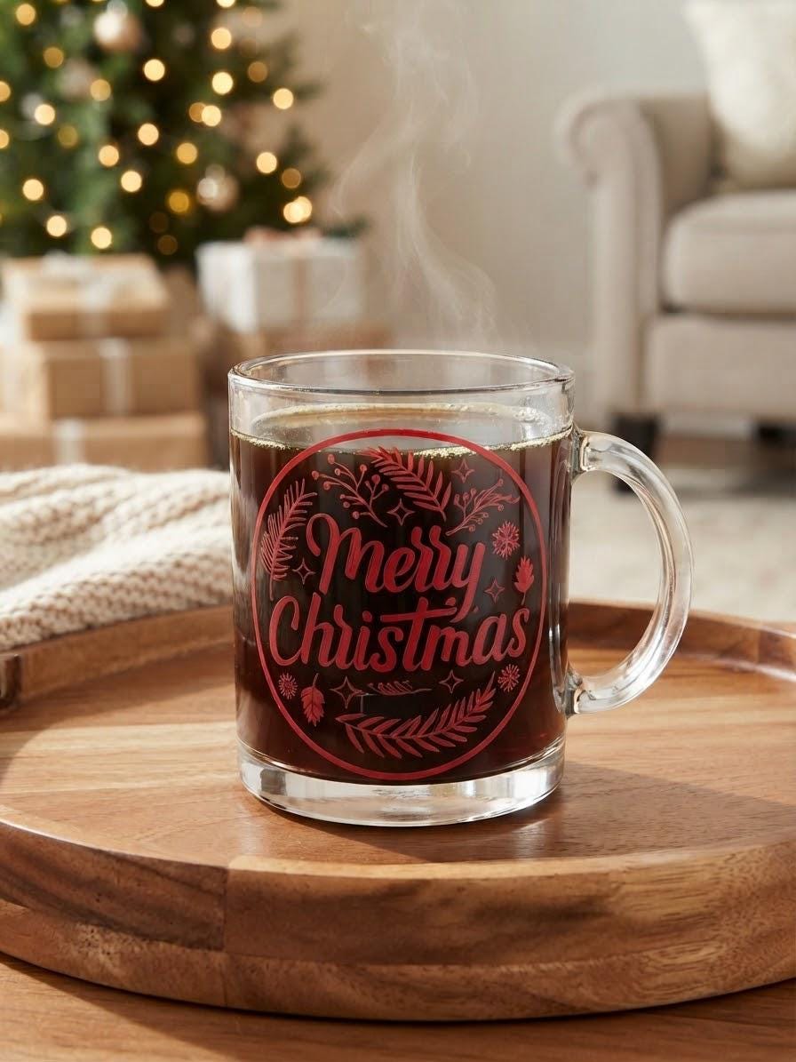 12 oz Christmas Glass Mug – Cozy Holiday Item for Tea Lovers