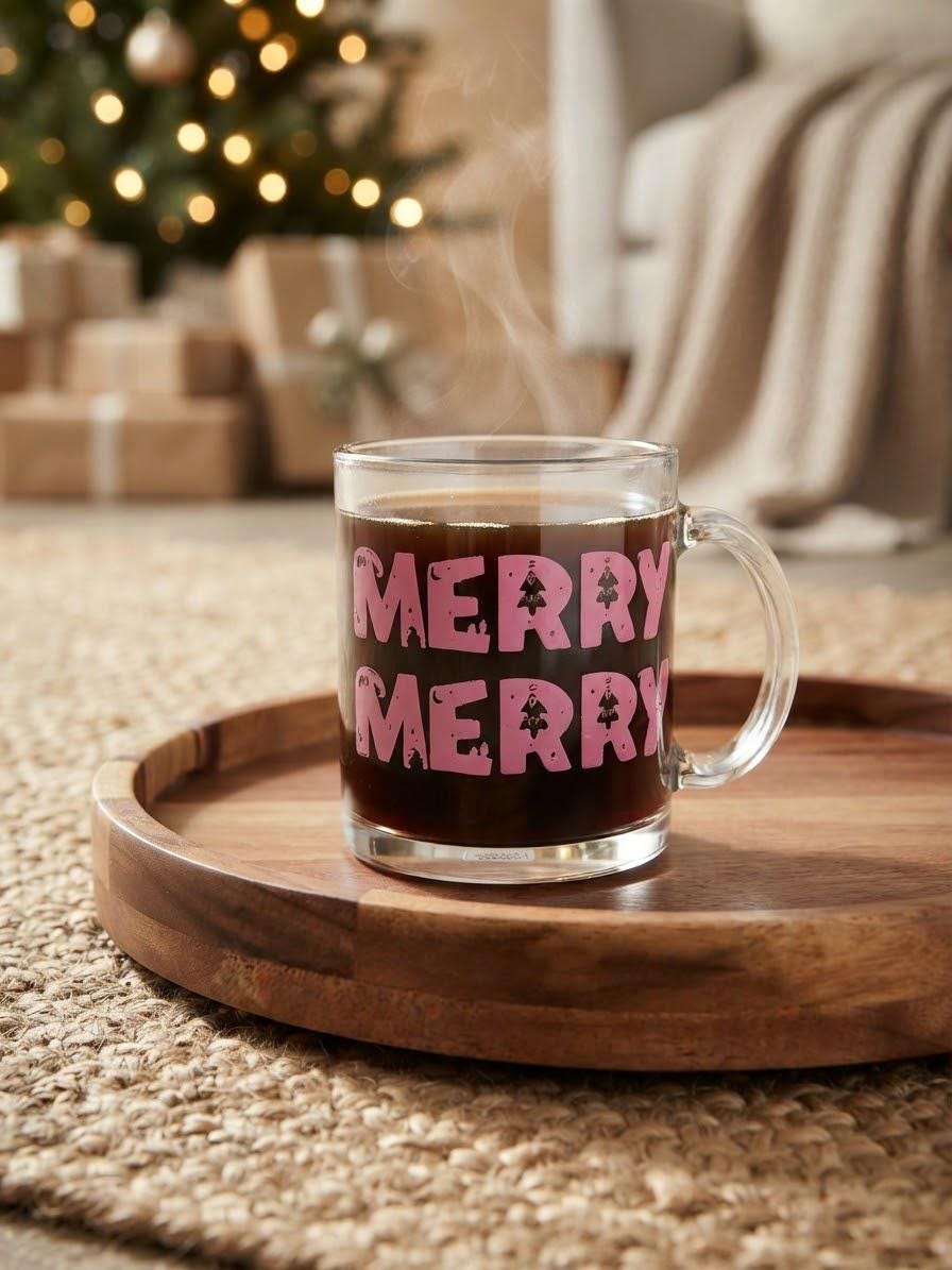 12 oz Glass Holiday Mug – Cozy Christmas Gift for Tea Lovers