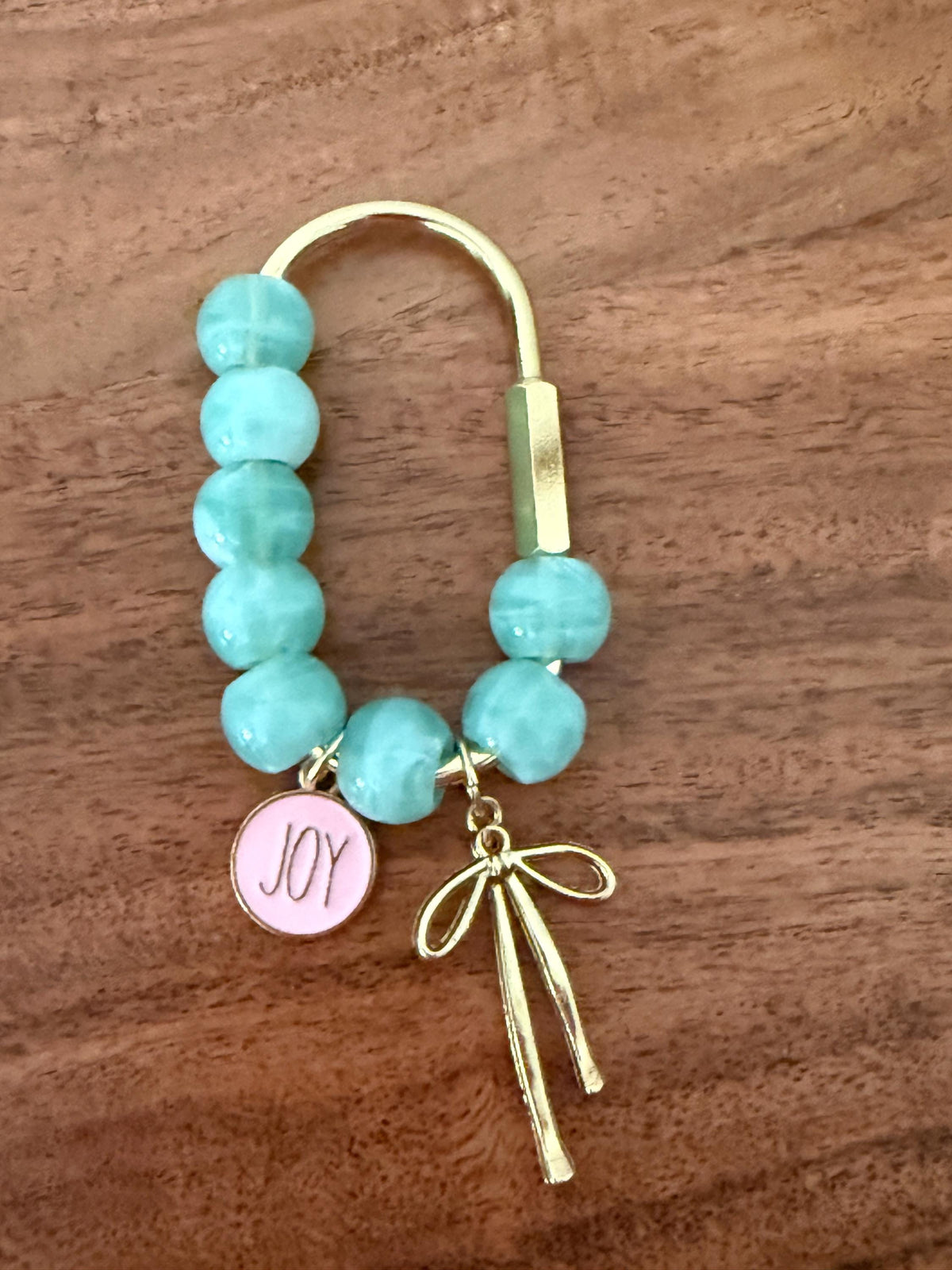 Holiday Bag Charm with Beads, Golden Bow and Festive Medallion - Stocking Stuffer Idea