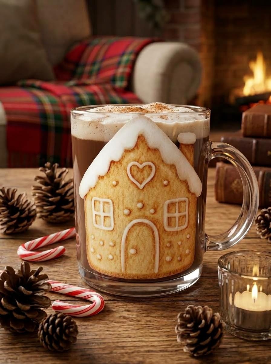 Gingerbread House Christmas 12 oz Glass Mug – Teacher Gift, Coffee Lovers, Hot Cocoa
