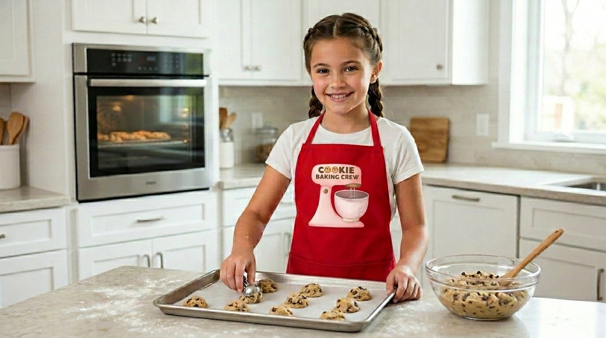 Christmas Holiday Apron - Matching Red Apron Adult and Child - Cookie Baking Crew